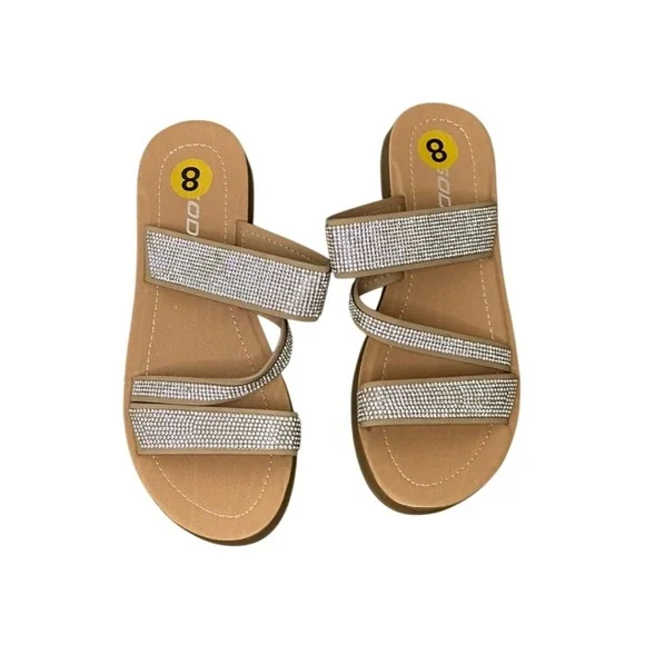 Soda Women's Rhinestone Slide Sandals Sparkle Embellished Comfort Size 8 NWOT - Picture 1 of 2
